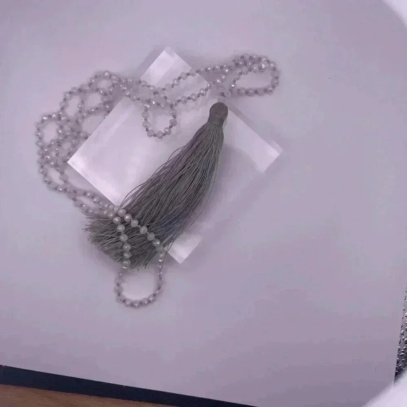 Crystal and Silver Tassel Long Necklace - Picture 5 of 5
